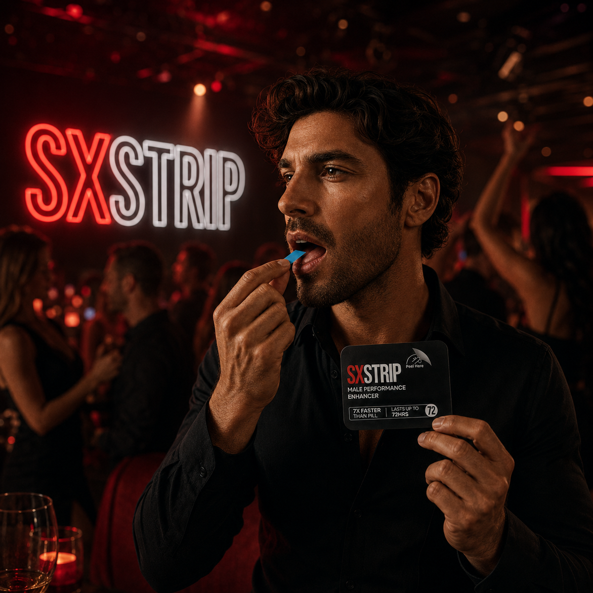 SXSTRIP supplement strips and retail packaging