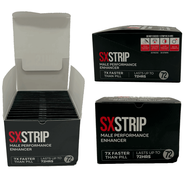 SXSTRIP sublingual supplement strips product box set